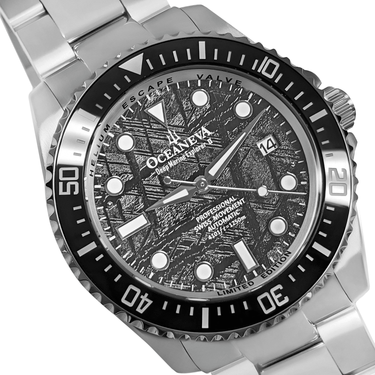 Oceaneva Men's Deep Marine Explorer 1250M Pro Diver Watch Dark Gray Meteorite Dial - BKII200MRGRST 1250M diver, 316L Stainless Steel Watch, Automatic Watch, BGW9 Swiss-Superluminova, Ceramic Bezel, Dive Watch, Sw200-1 Swiss Automatic Movement